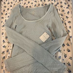 Free People intimately free sky blue long sleeve top